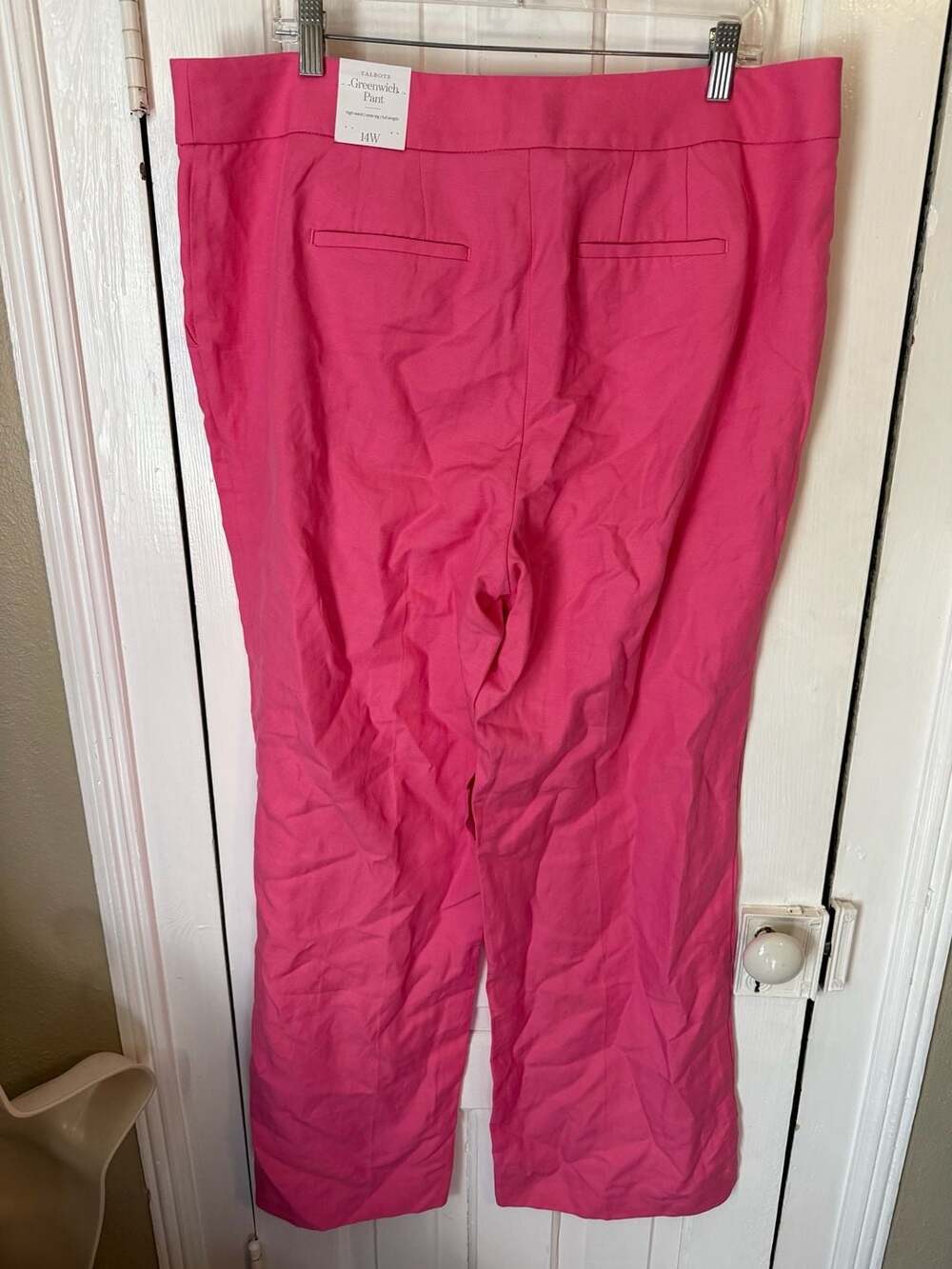 Talbots Greenwich Pants High Waist Wide Leg Pink 14W 14 Wide - Picture 5 of 10
